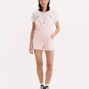 Levi's vintage Shortall twill dungaree shorts in the “misted potpourri pink